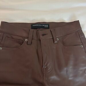 Veronica Beard Chocolate Faux Leather Jeans